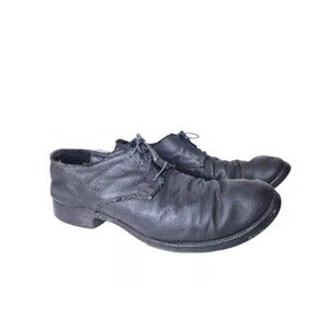 Textured Wrinkled Black Waxed Leather Lace Up Ankle Mens Boots Handmade 8 - 8.5